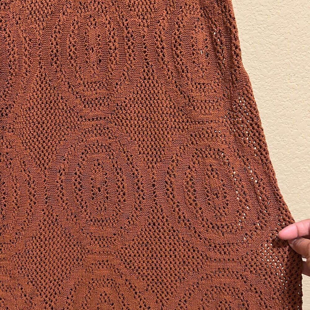 NWT House of Harlow Crochet Open Knit Tank Maxi Dress Medium Brown Boho Festival - Picture 5 of 8